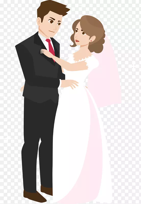 拥抱的新婚夫妇矢量图