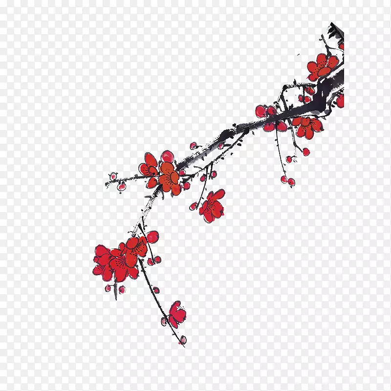 喜庆的中国风梅花枝PNG图片素材下载_图片编号7262728-PNG素材网