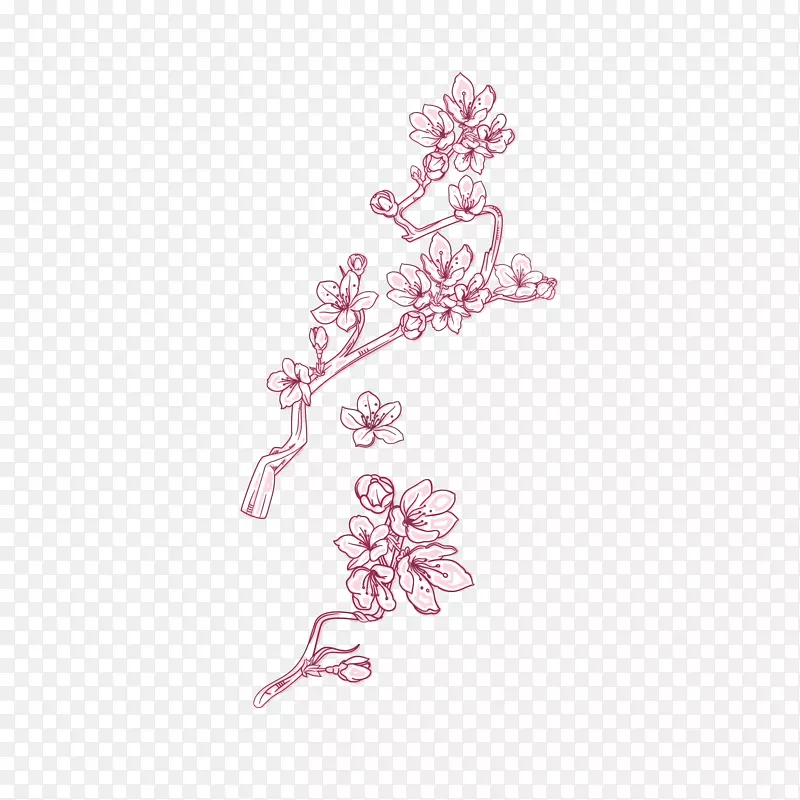 矢量卡通手绘粉色腊梅