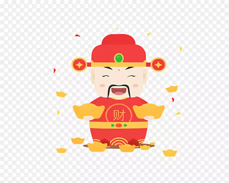 扁平化拿着金元宝的财神爷
