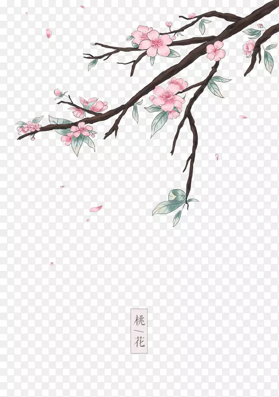 手绘桃花桃枝飘落的桃花花瓣免扣PNG图片素材下载_图片编号7262871-PNG素材网