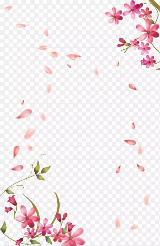 粉色花瓣边框漂浮