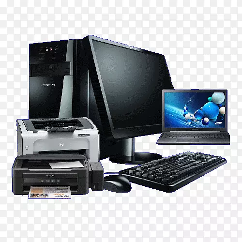 电脑显示器主机打印机笔记本组合
