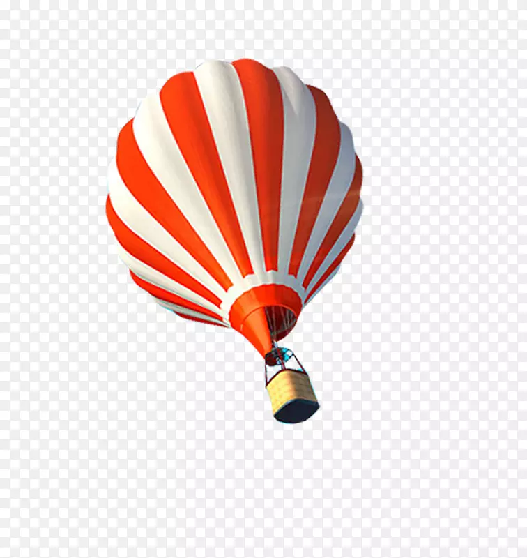 橙色条纹热气球 飞翔