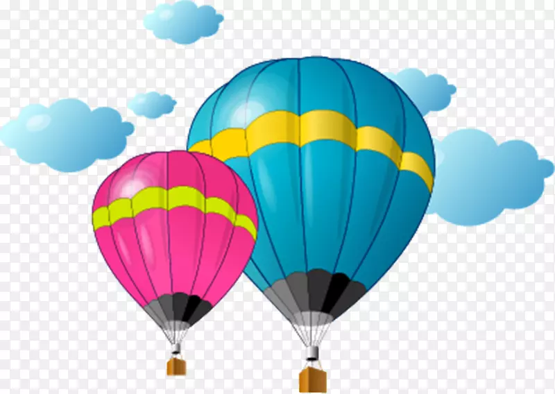 热气球飞在天空中