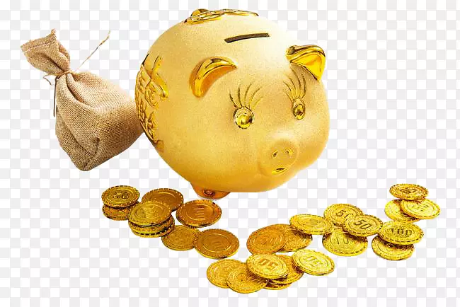 金色小猪扑满和金币