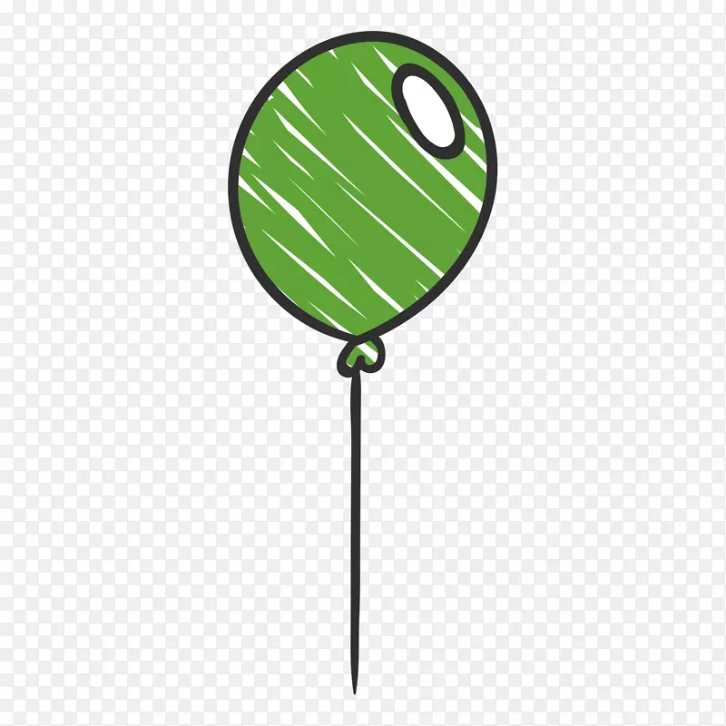 手绘卡通绿色氢气球