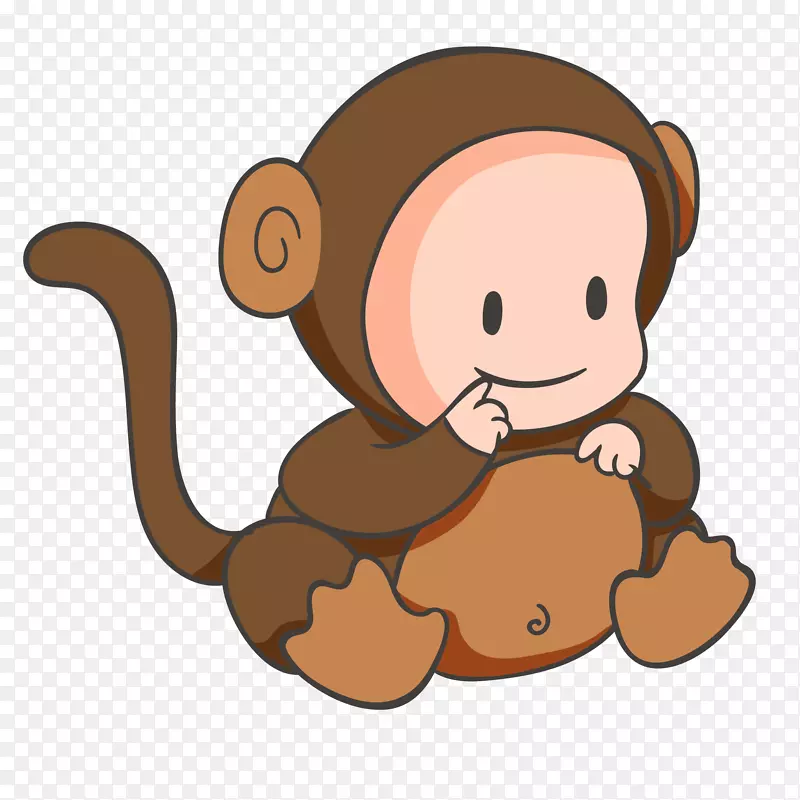 卡通手绘穿小猴子连体衣的宝贝