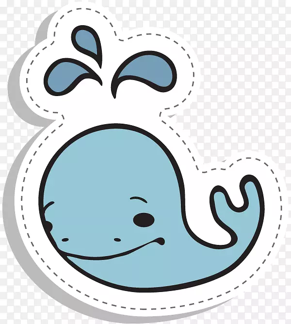 幼儿卡通喷水的蓝鲸