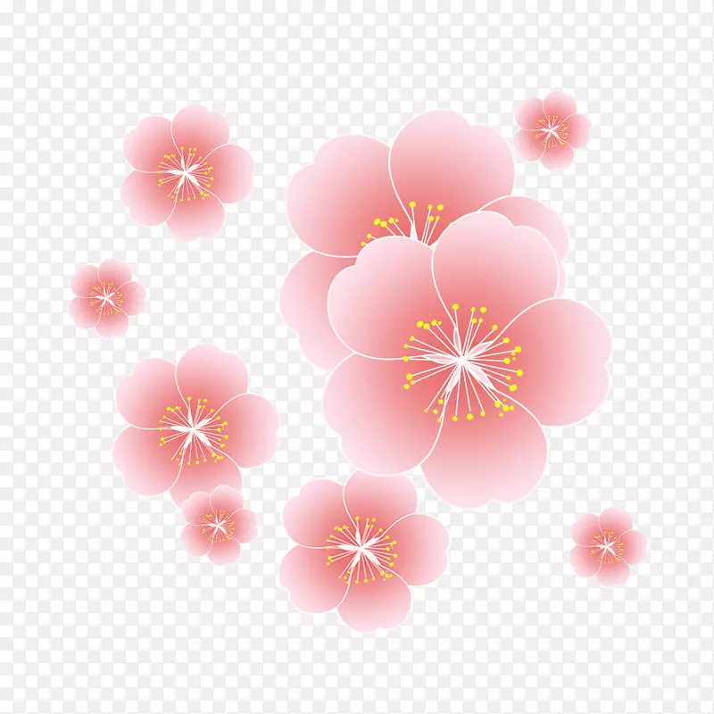 粉红色的桃花元素