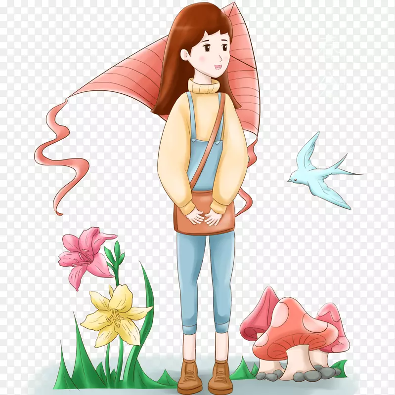 春分蘑菇花朵女孩风筝