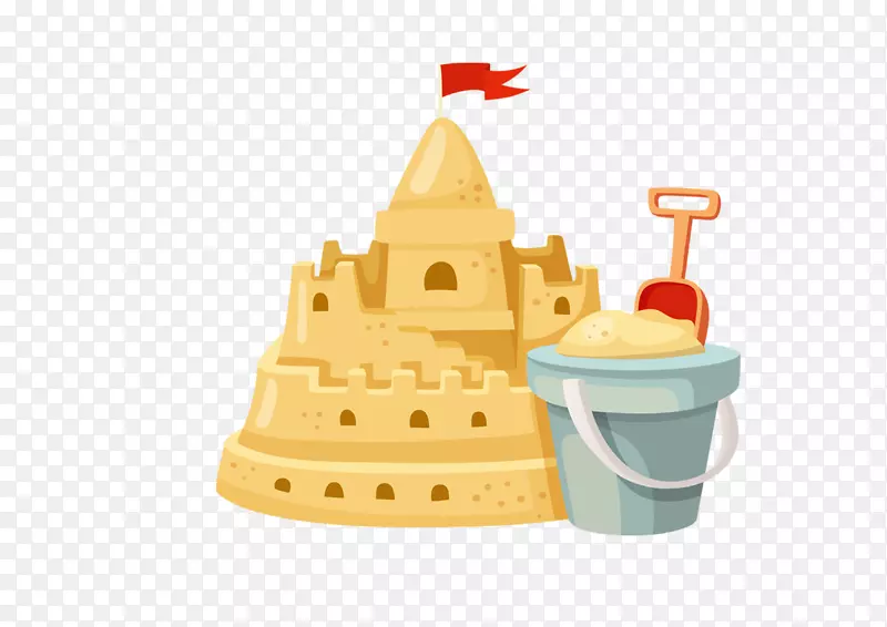 沙滩城堡和小铁桶