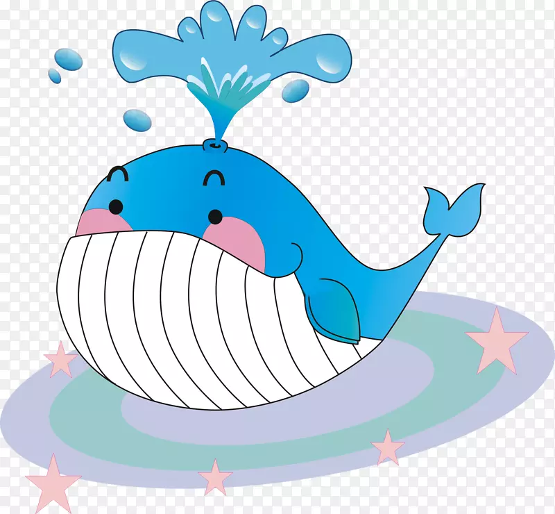蓝色卡通手绘小鲸鱼