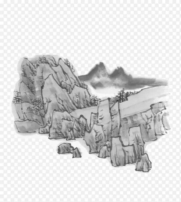 手绘的山坡