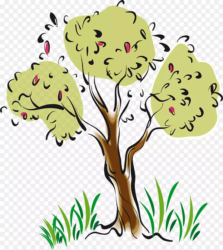 卡通树——植树节免扣素材