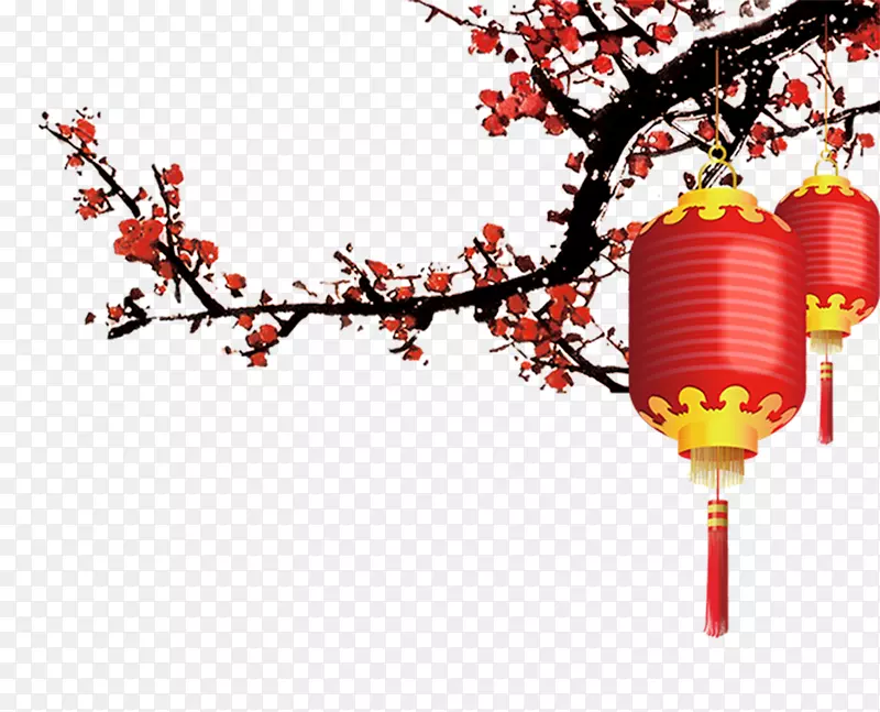 春节枝头灯笼