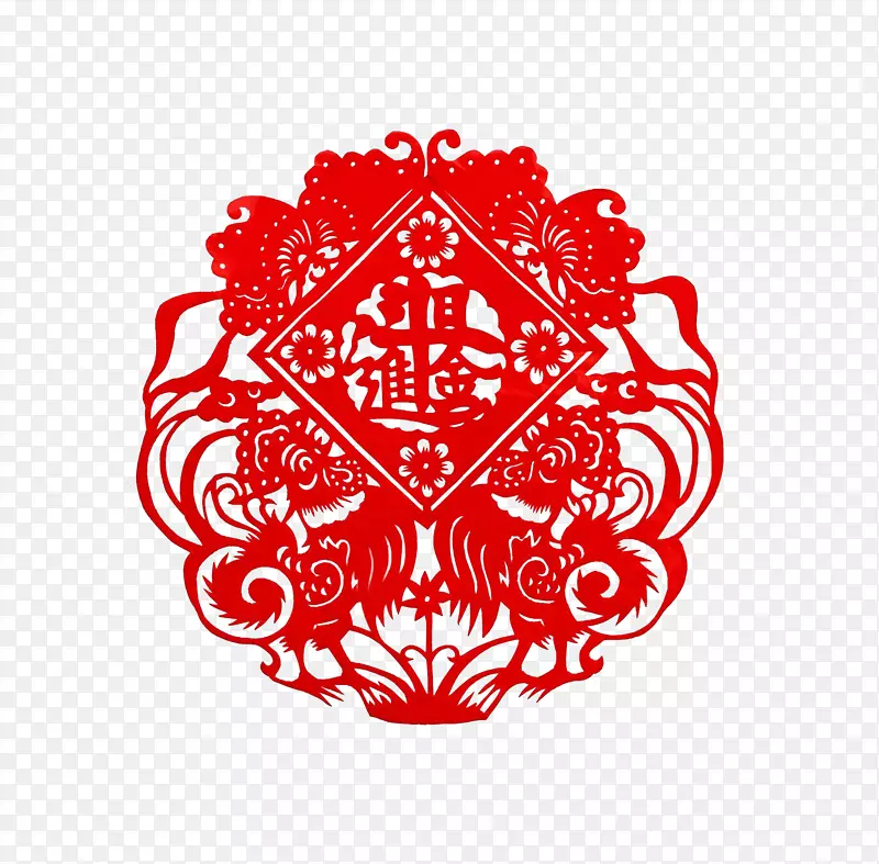 金鸡日进斗金剪纸