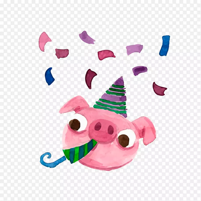 庆祝小猪头像矢量图