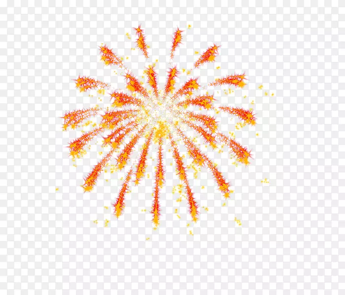 矢量绽放红黄烟花