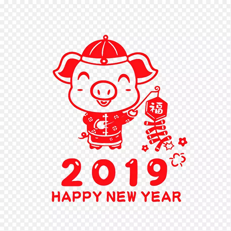 2019年新年猪年放鞭炮元素