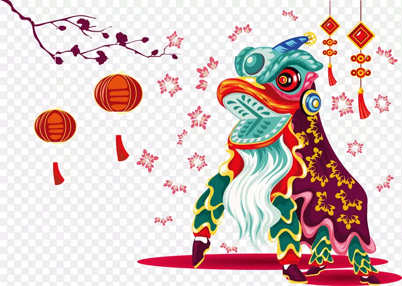 新年春节习俗舞狮子喜庆气氛蓄势待发