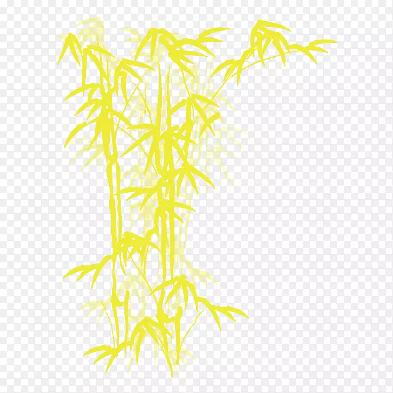 一大片金色的竹子带几片竹叶卡通