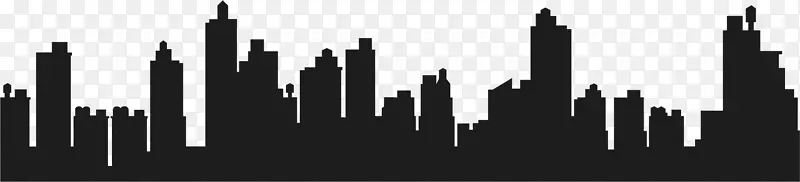 黑白城市插图夜间城市