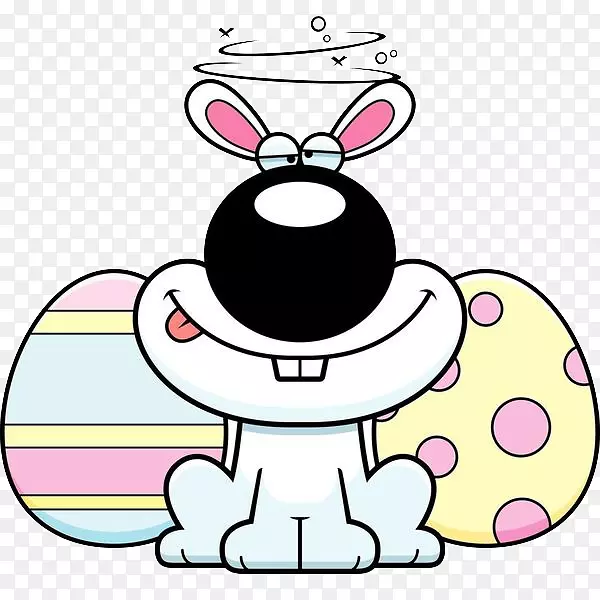 卡通眩晕的小兔子和彩蛋