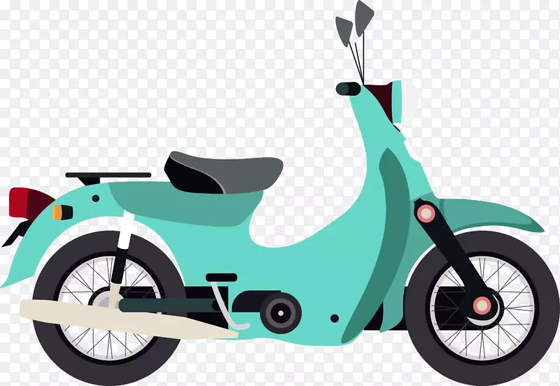 蓝色卡通矢量摩托车