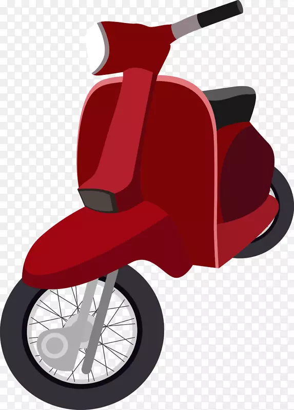 红色卡通摩托车素材