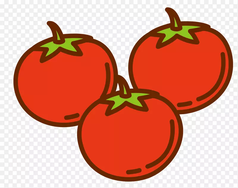 多汁的卡通矢量红色番茄