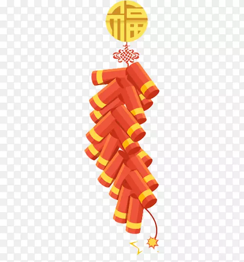 黄色中国风福字鞭炮