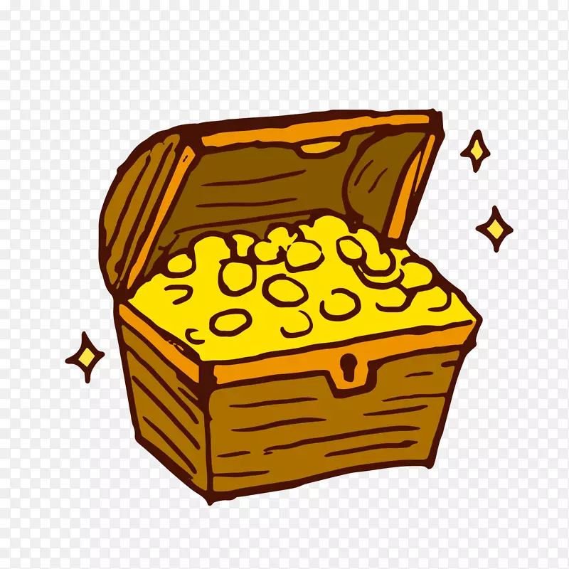 木箱中的金币矢量图