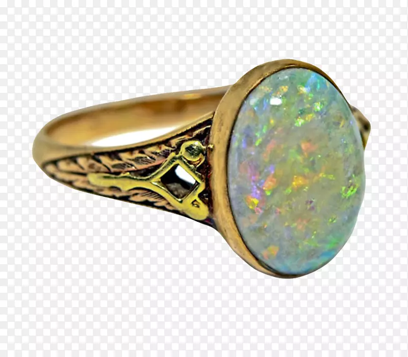 金色镶嵌宝石的戒指古代器物实物