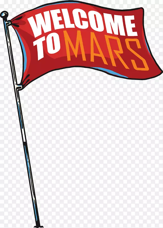 宇宙航天太空欢迎到火星旗子矢量