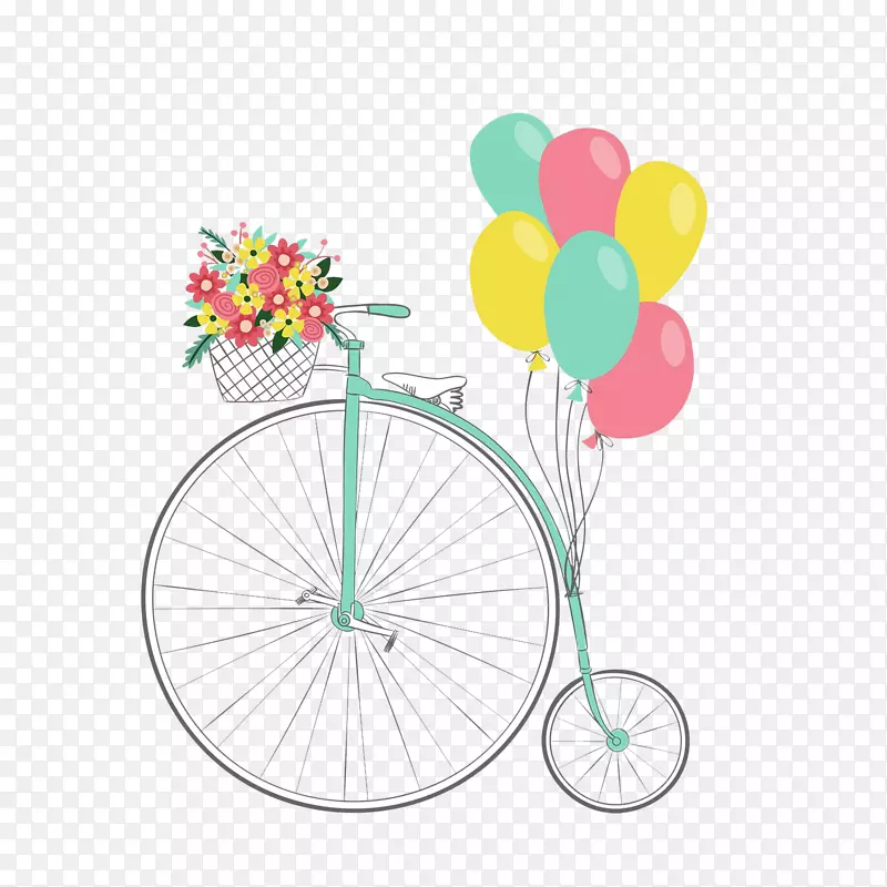 自行车气球鲜花女王节浪漫装饰
