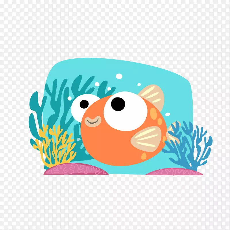 橙色小鱼矢量图装饰
