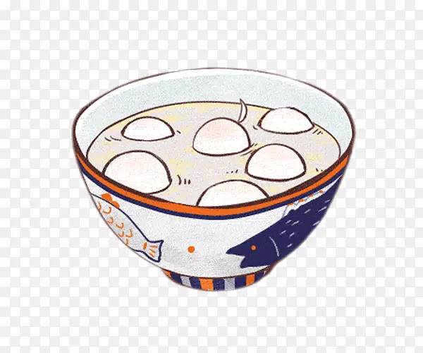 卡通手绘碗里的食物汤圆