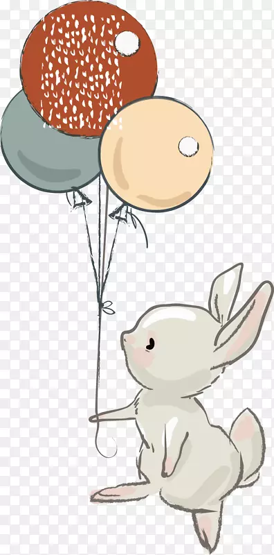 拉着气球的小兔子