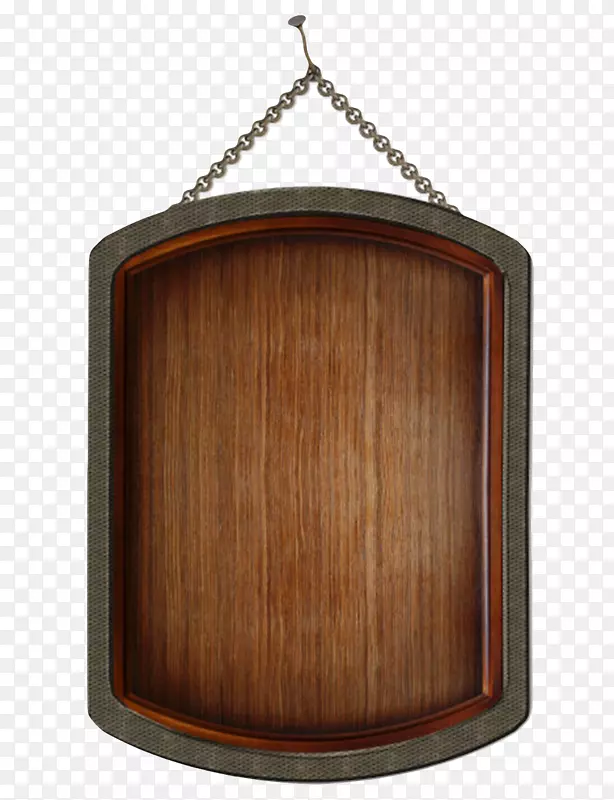深棕色镶边挂着的木板实物