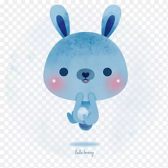 蓝色兔子插画