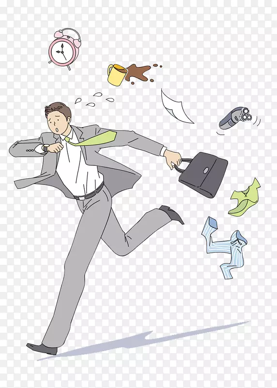 上班迟到的男人场景图PNG图片素材下载_图片编号7275360-PNG素材网