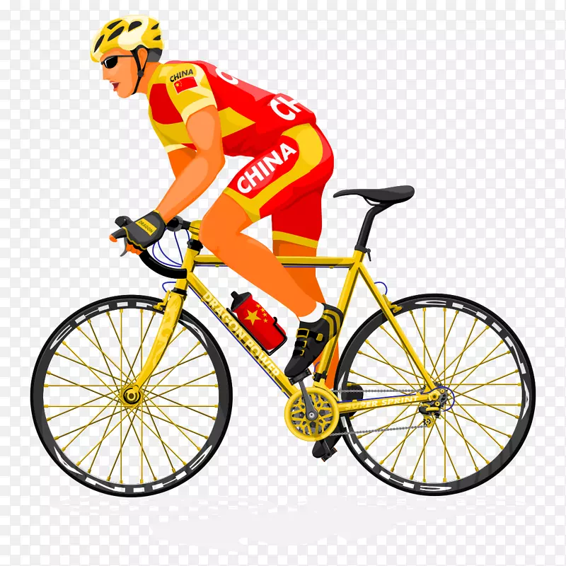 手绘人物插画自行车比赛参赛选手