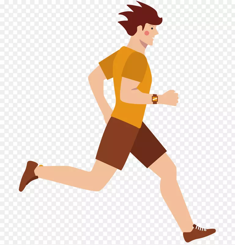 卡通手绘全民健身日跑步马拉松