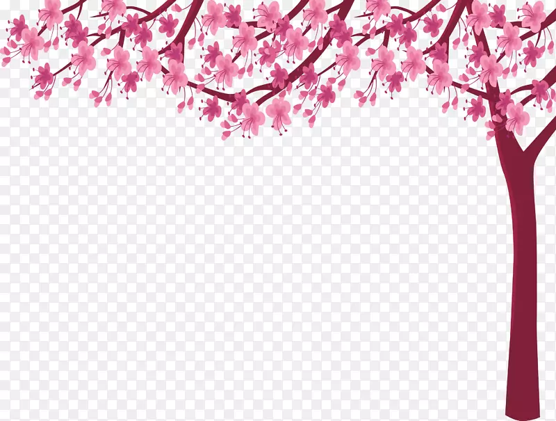 一个粉色浪漫樱花树