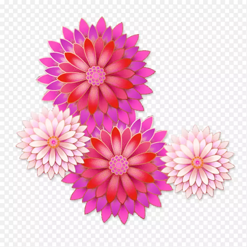 粉红色花朵立体雕花春季新品图案