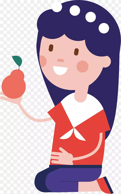 矢量图拿着梨的女孩