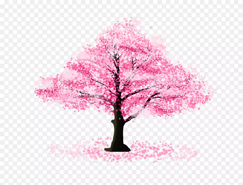 浪漫粉色樱花树