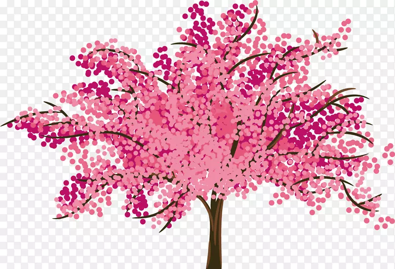 矢量图美丽樱花树