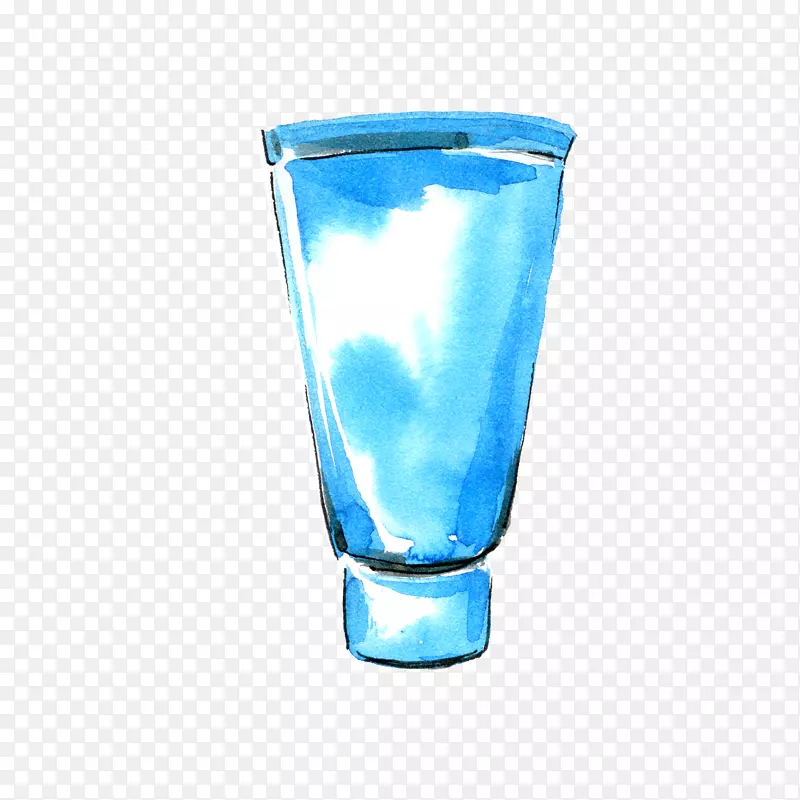 蓝色瓶装洗面奶水彩图